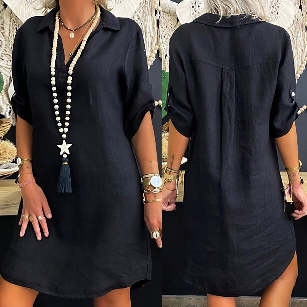 Miniatyrbild: 2022 New Plus Size Women Clothing Solid Cotton Linen Turn Down Collar Loose Shi