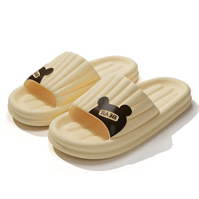 Thumbnail: Cartoon Bear Summer Men Indoor Slippers Non Slip Bathroom Home  Floor Flat Shoe