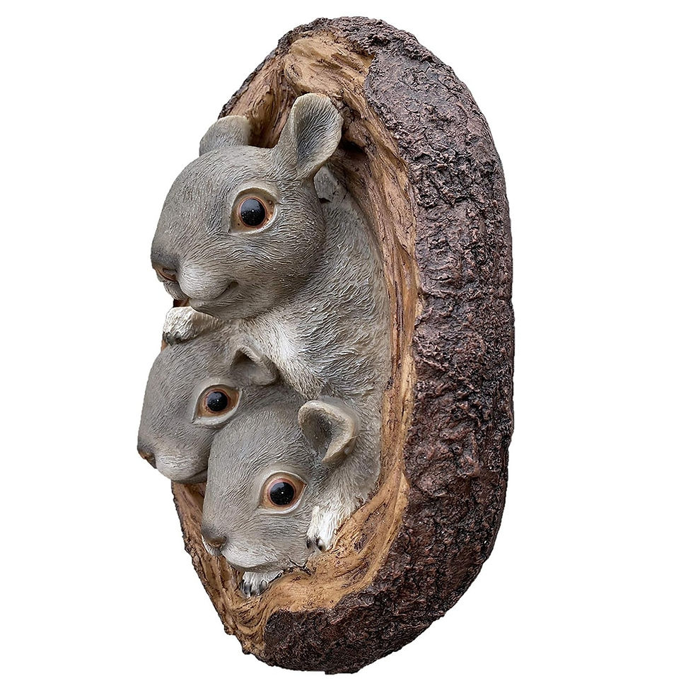 Thumbnail: Squirrel Tree Hugger Yard Art Outdoor Tree Hole Statues Tree Face Decor Novelty