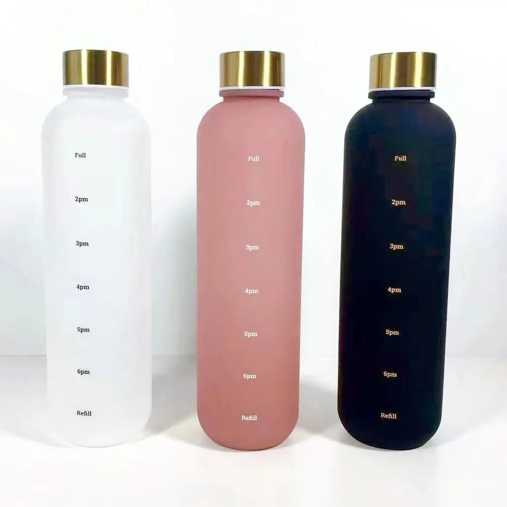 1L Bottle With Time Marker 32 OZ Motivational Reusable Fitness Sports Outdoors