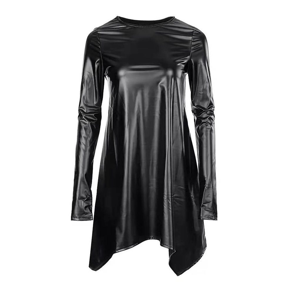 Thumbnail: Free Shipping Winter Dresses For Women Women's Leather Round Necked Long