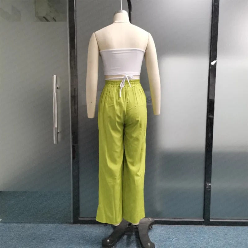 Thumbnail: Wefads Women Two Piece Set Summer Sexy Solid Halter Sleeveless Backless High Wa