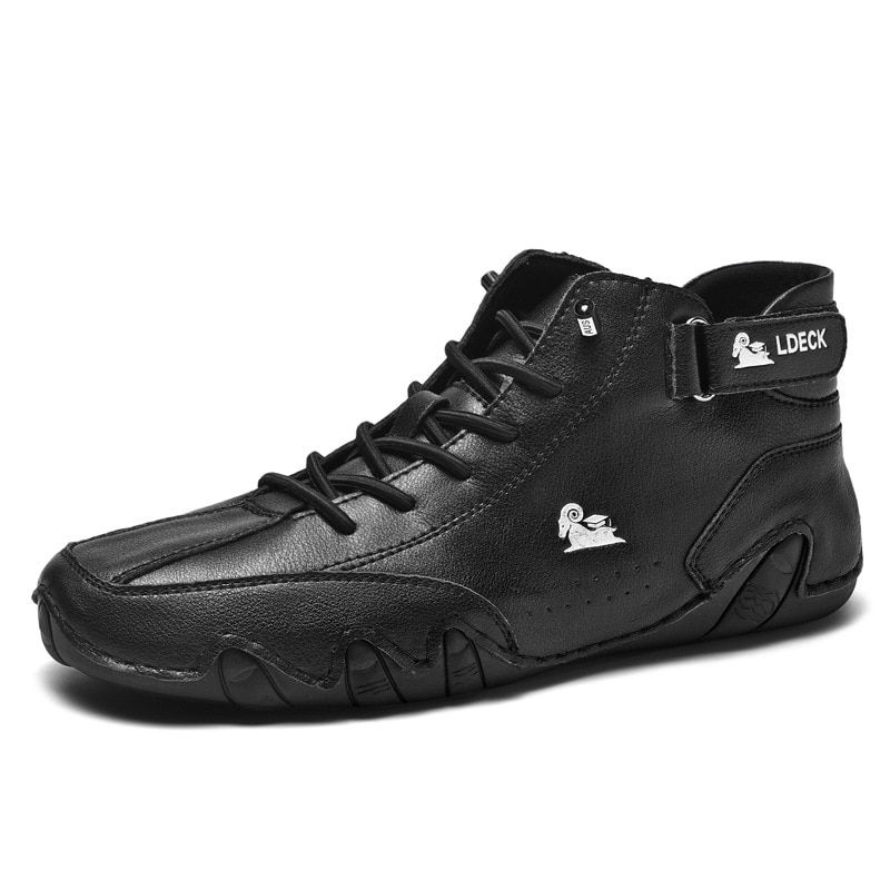 Thumbnail: Leather Casual Sneakers for Men Motorcycle Shoes 2023 New In Waterproof High To