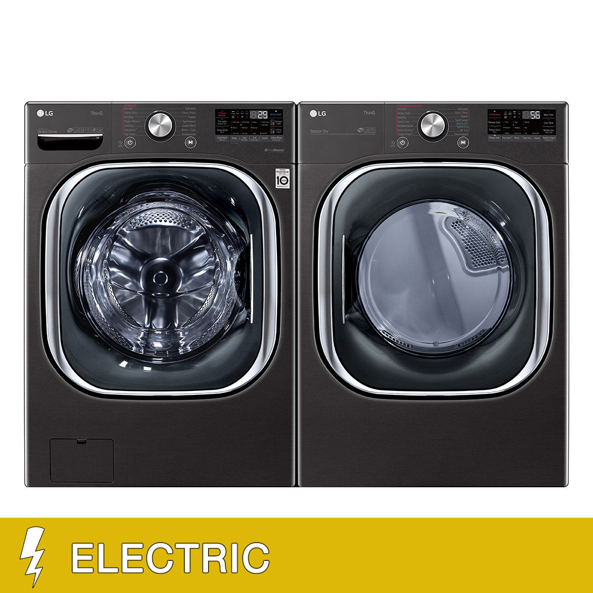 LG 5.0 cu. ft. Front Load Washer with TurboWash 360 and 7.4 cu. ft. ELECTRIC