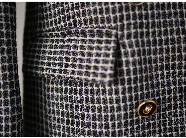 Μικρογραφία: Double Breasted Loose Thin Thousand Bird Check Thickened Coat