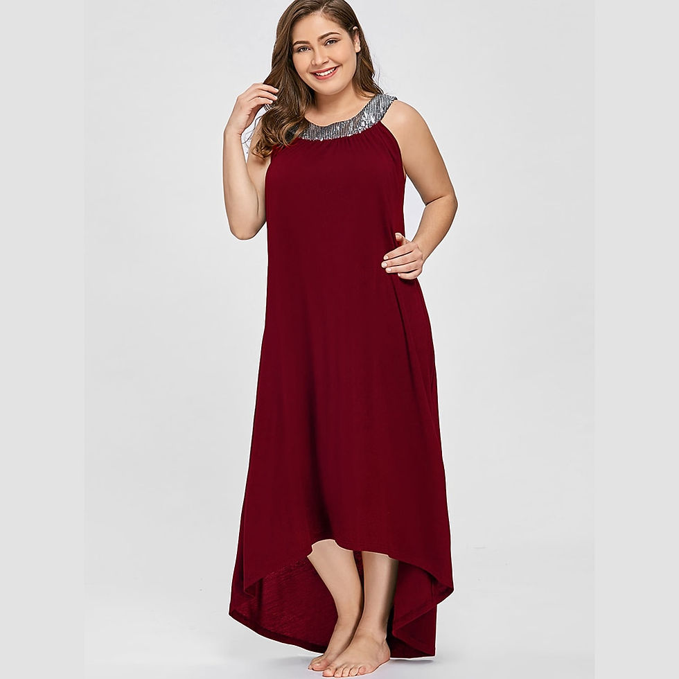 Thumbnail: Plus Size Halter Tunic Long Dress Women High and Low Party Dresses Elegant Maxi