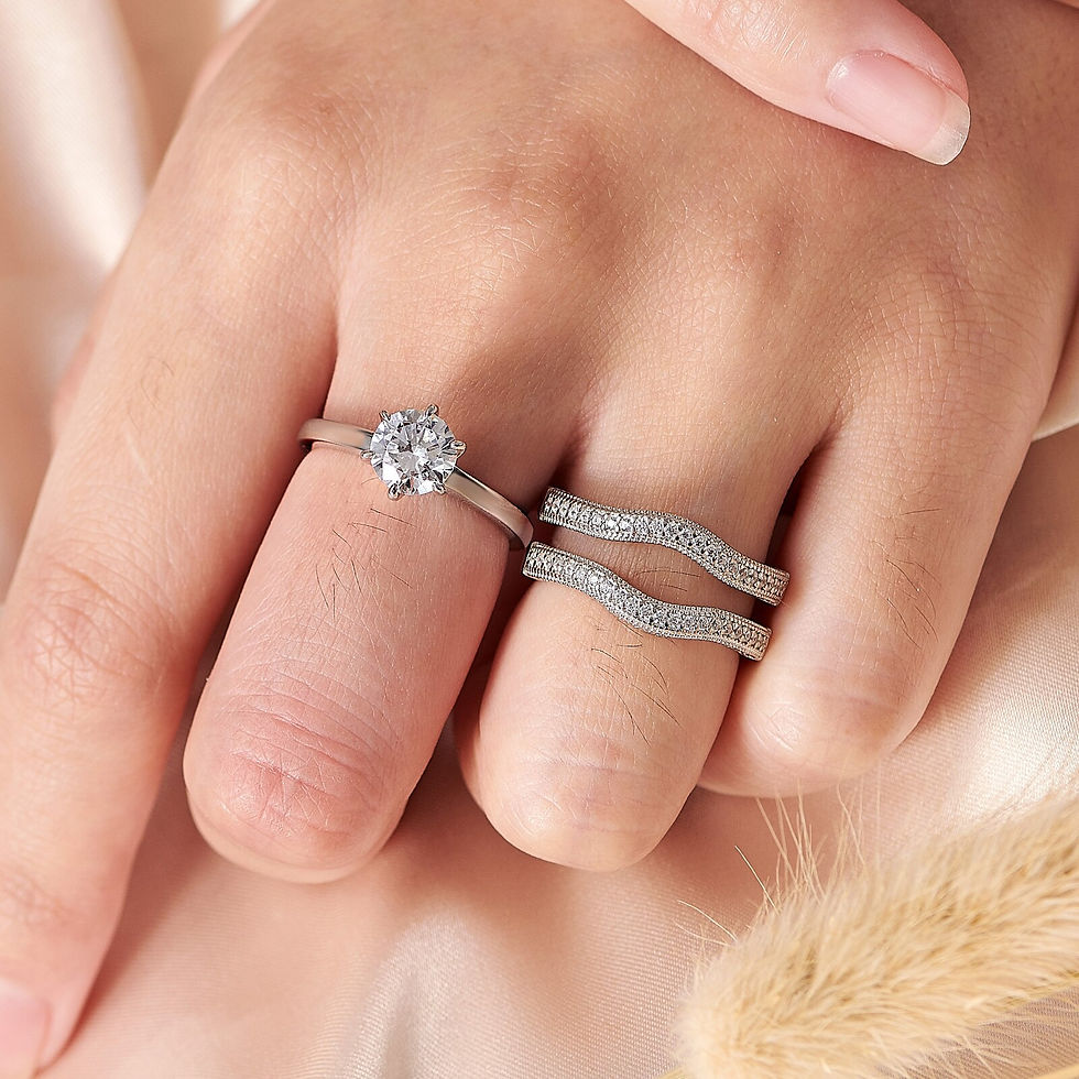 Thumbnail: Newshe Enhancer Wedding Rings Set For Women Solitaire Engagement Ring