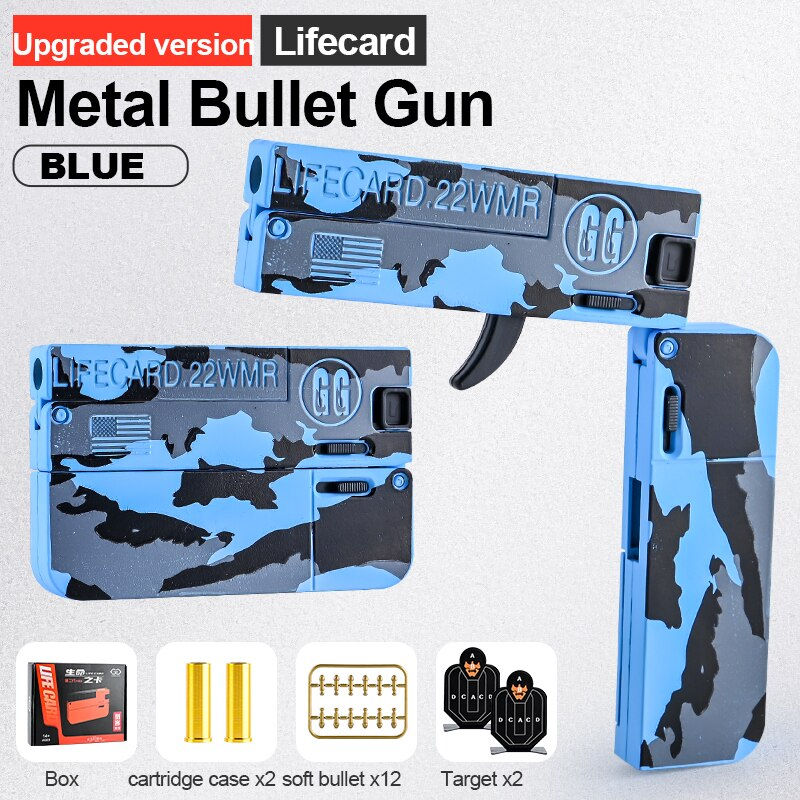 Miniature : New Upgraded Lifecard Metal Folding Gun Toy for Kids Adult, Pistol Toys Gun Wit