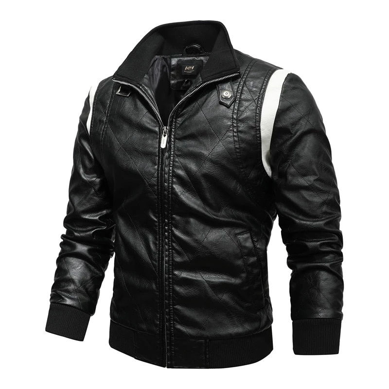 Thumbnail: Men's Motorcycle Leather Jacket Spring Autumn Embroidered Scorpion Leisure Bomb