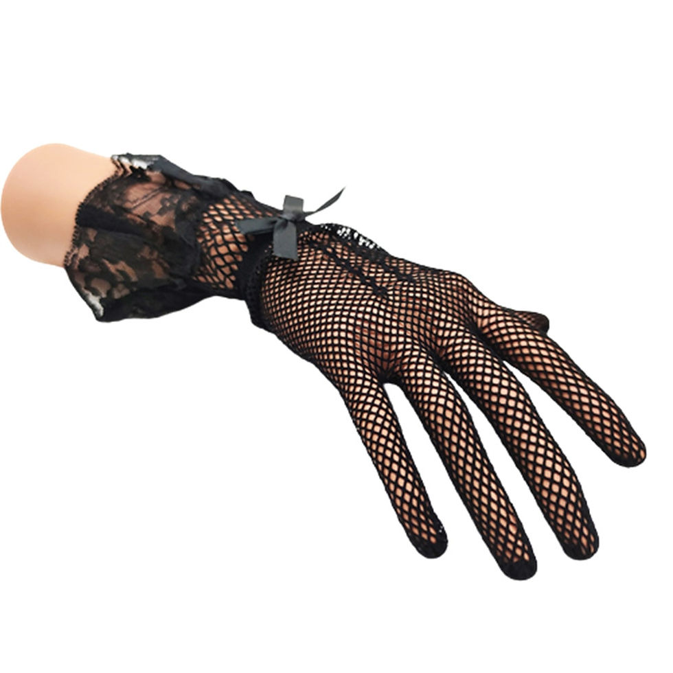 Thumbnail: Women's Short Bridal Lace Gloves Mesh Wrist Glove for Wedding Dancing Party 1 P