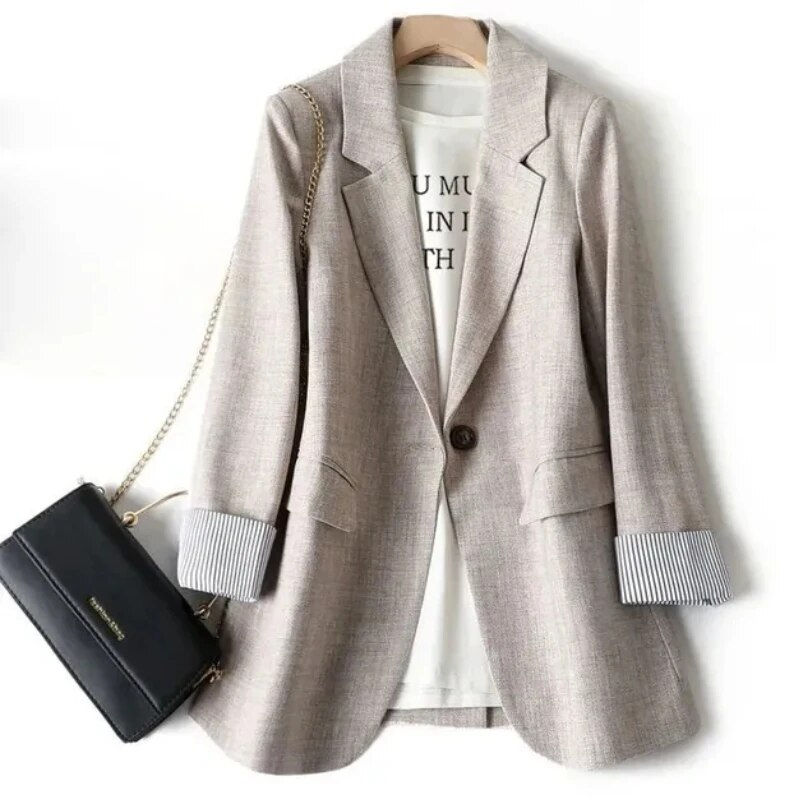 ภาพขนาดย่อ: Women Jackets Casual Loose Blazer Long Sleeve Plus Size Autumn Winter Elegant C