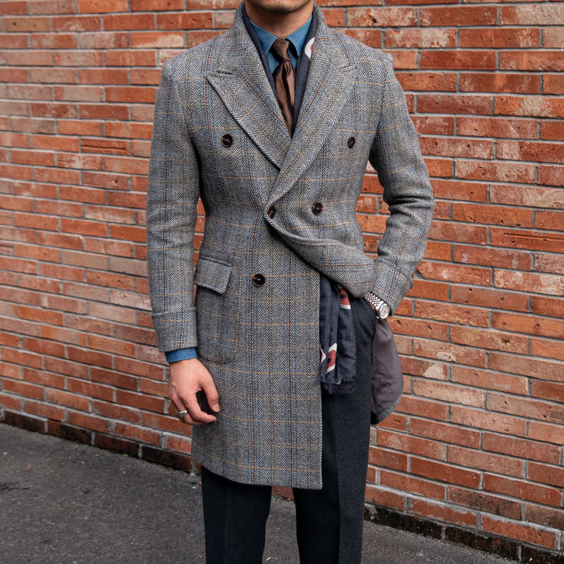 Miniatura: Retro High-quality Wool Plaid Polo Coat