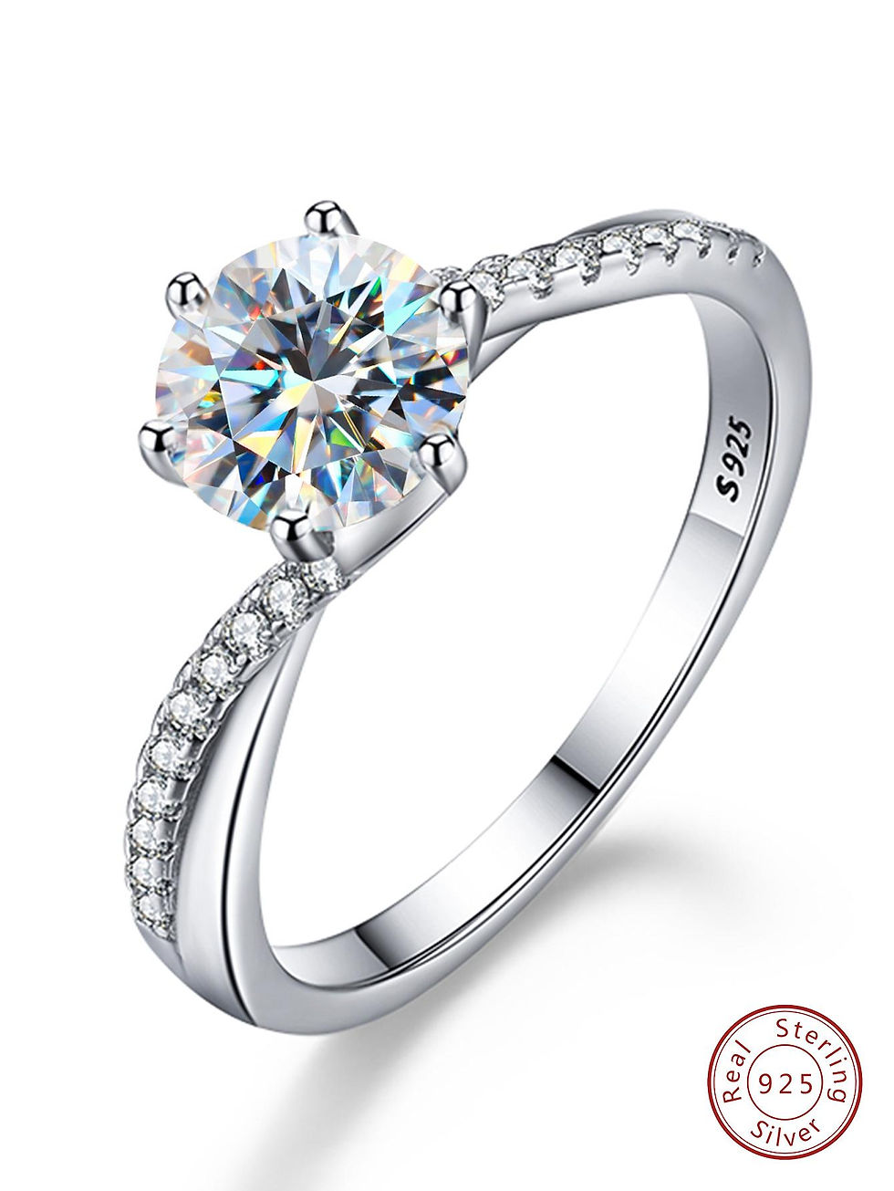 Thumbnail: 1pc Moissanite Engagement Ring Wedding Band For Men Sterling Silver Sparkling P