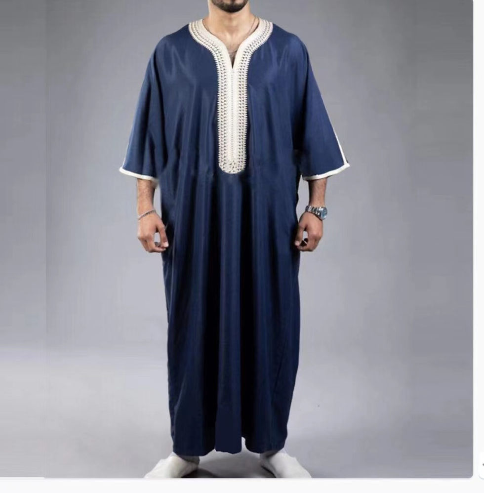Thumbnail: 2023 Summer New Kaftan Muslim Men Short Sleeve Embroidery Loose Breathable Casu