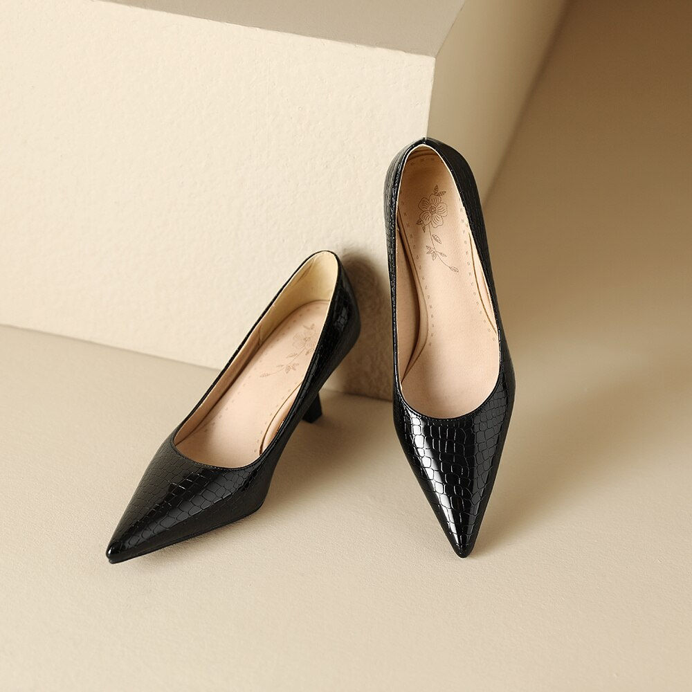 2023 New Spring Glossy Gold Black Women Pumps Pointed Toe High Heels Office Lad