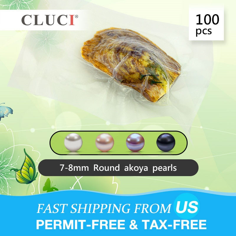 ภาพขนาดย่อ: CLUCI 100pcs 7-8mm Akoya Round Pearl in Oyster Vacuum Packed Oysters with Pearl