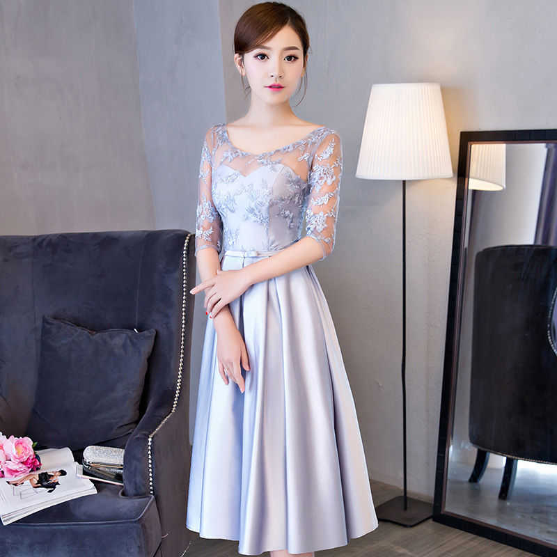 Thumbnail: Western Style Summer Banquet Mid-length Elegant Party Blue Slim-looking Annual