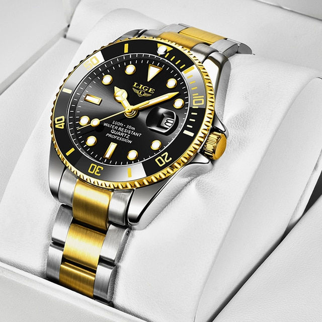 Thumbnail: NEW Top LIGE Brand Casual Fashion Watches for Man Sport Military Full Steel Wri