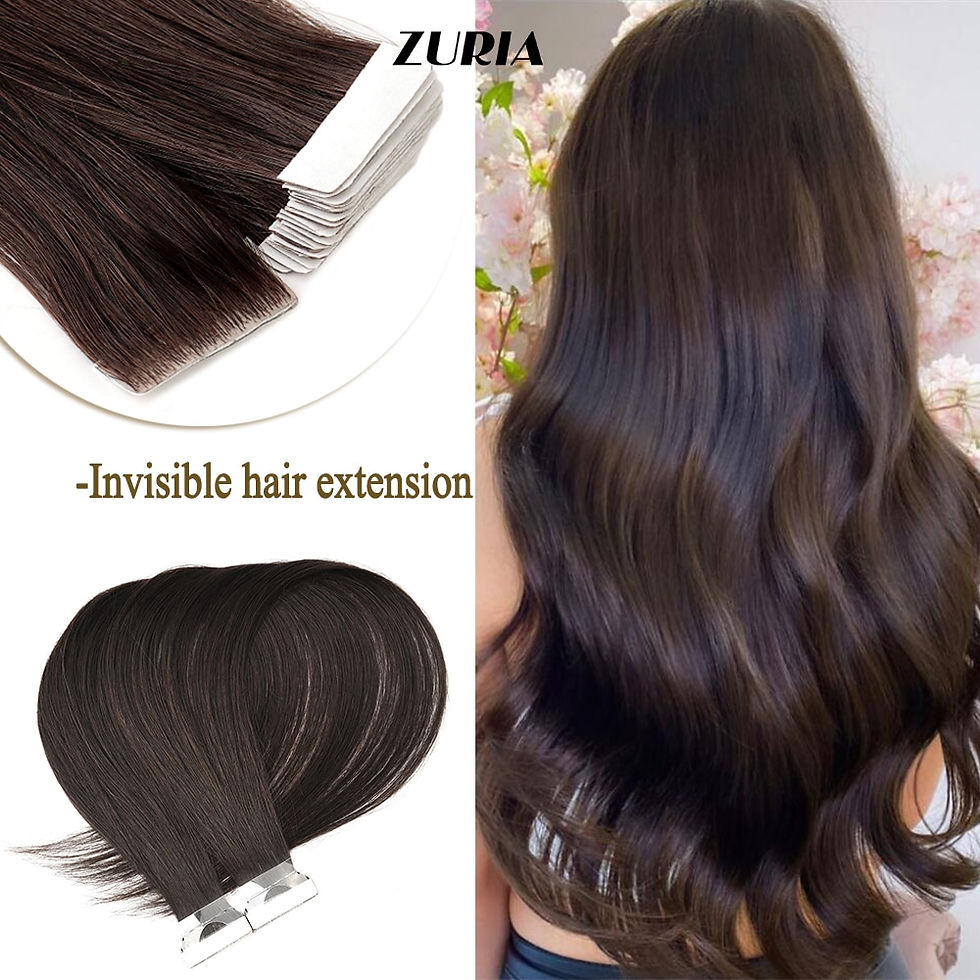 Imej kecil: ZURIA PU Skin Tape In Human Hair Extensions Weft Adhesive Invisible 100% Remy 1