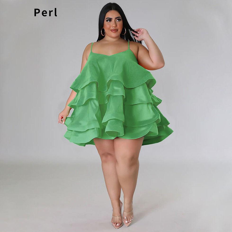 Thumbnail: Perl Plus Size Sleeveless Ruffle Dress Loose Fit Spaghetti Strap Short Women Dr