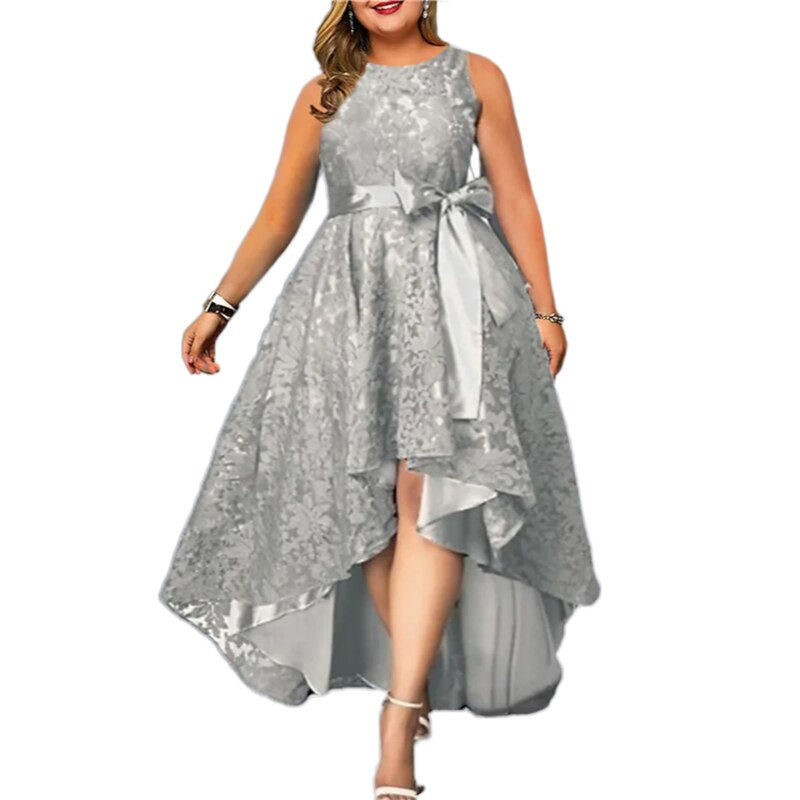 Women's Plus Size Elegant Floral Lace Dress Sleeveless Crew Neck Cocktail Dress