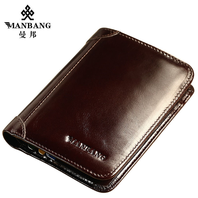 Миниатюра: ManBang Classic Style Wallet Genuine Leather Men Wallets Short Male Purse Card