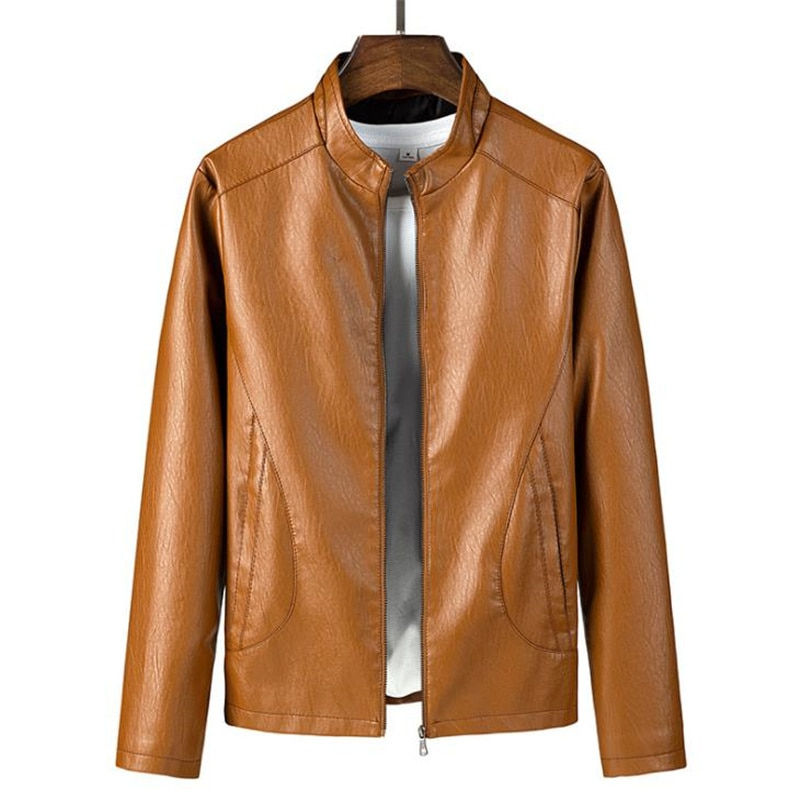 Thumbnail: Leather PU Jacket Men Casual Outwear Coat Windbreaker Motorcycle Leather Winter