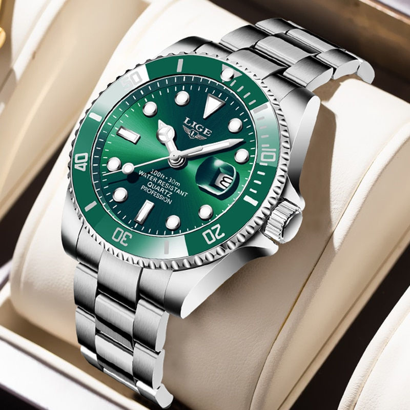 Thumbnail: NEW Top LIGE Brand Casual Fashion Watches for Man Sport Military Full Steel Wri
