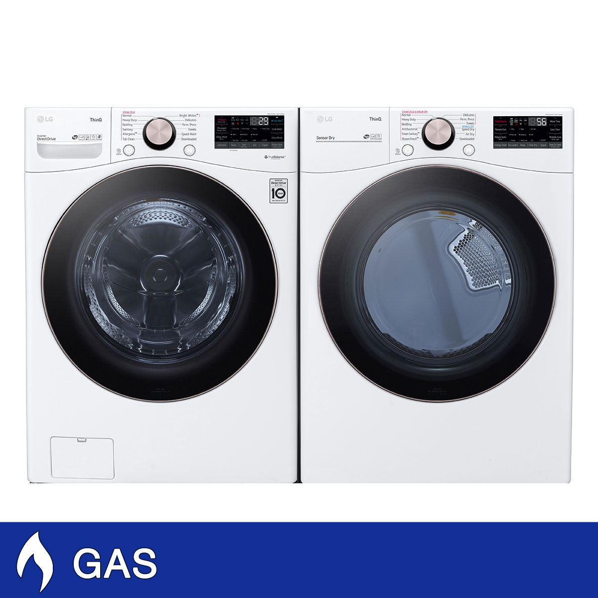 LG 4.5 cu. ft. Front Load Washer with TurboWash 360° and 7.4 cu. ft. GAS Dryer