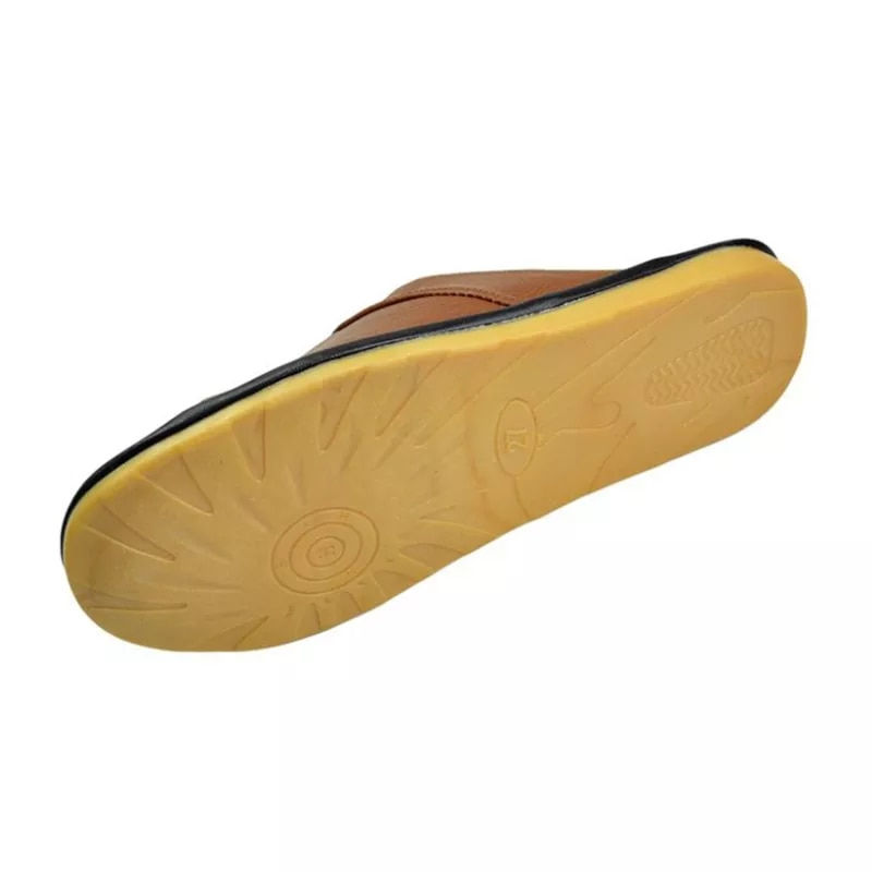 Thumbnail: Cow Leather slippers couple indoor non-slip men women home fashion casual