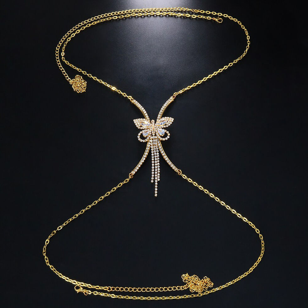 थंबनेल: Stonefans Rhinestone Butterfly Chest Bracket Bras Chain Lingerie Jewelry