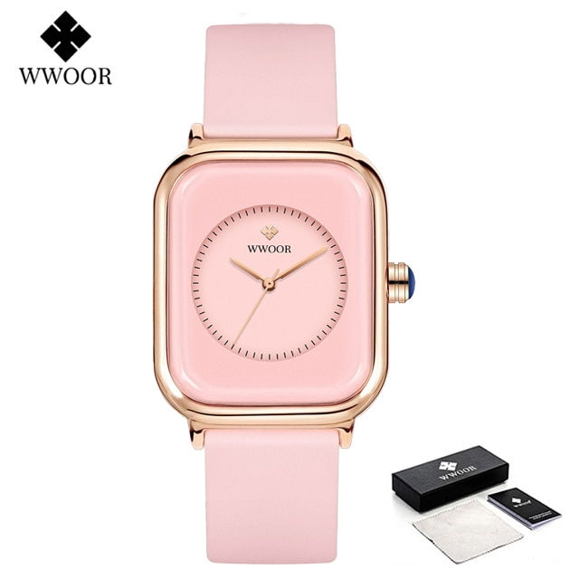 Thumbnail: WWOOR Luxury Brand Watches For Women Fashion Square Purple Ladies Quartz Wristw