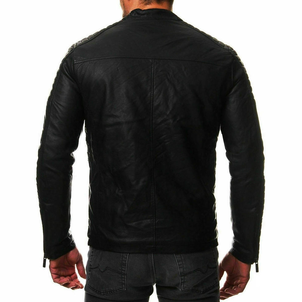 Thumbnail: Mens Fashion Stand Collar Leather Jackets Man Casual Windproof Slim Fit PU Jack