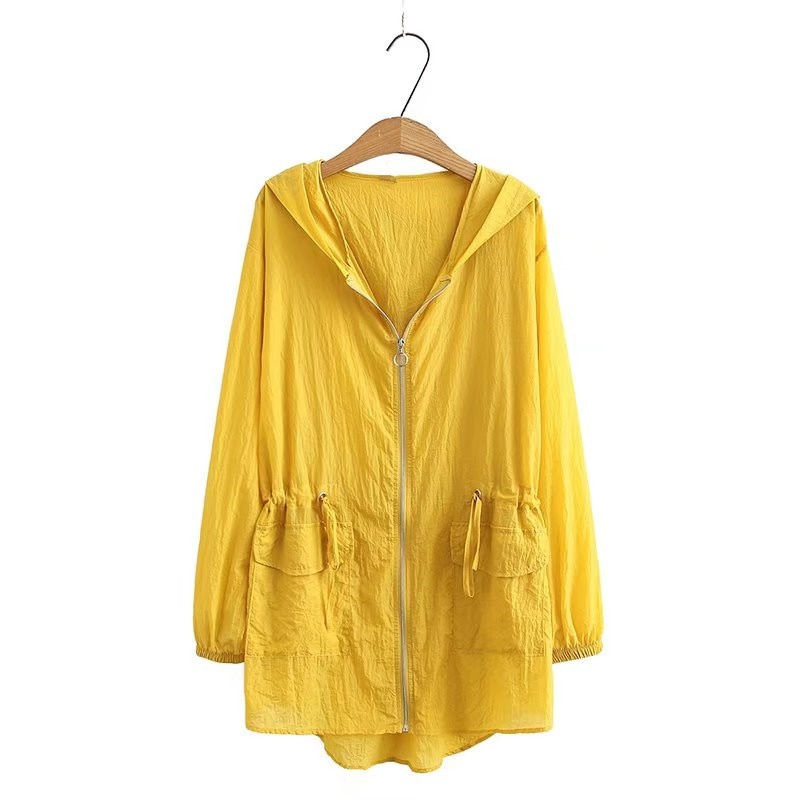섬네일: Plus Size Women's Clothing Long Sleeve Jacket Hooded Drawstring Waist Zipper Th