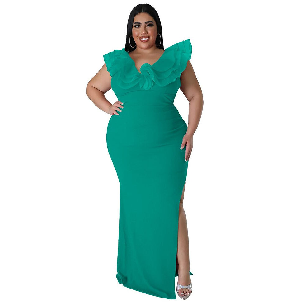 Thumbnail: Perl Plus Size Petal Hip Maxi Dress for Women Pleated Regular Fit Long Dress