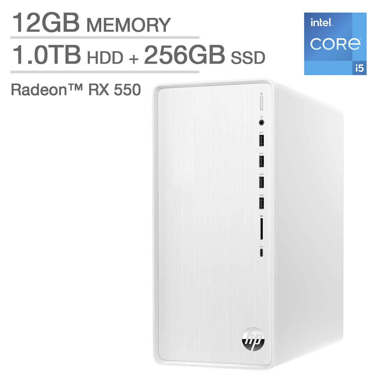 HP Pavilion Desktop - 12th Gen Intel Core i5-12400F - AMD Radeon RX 550