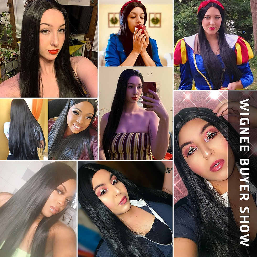 Miniatură: Wignee Long Straight Wig 30 Inch Black Wig Middle Part Lace Wigs With High Ligh