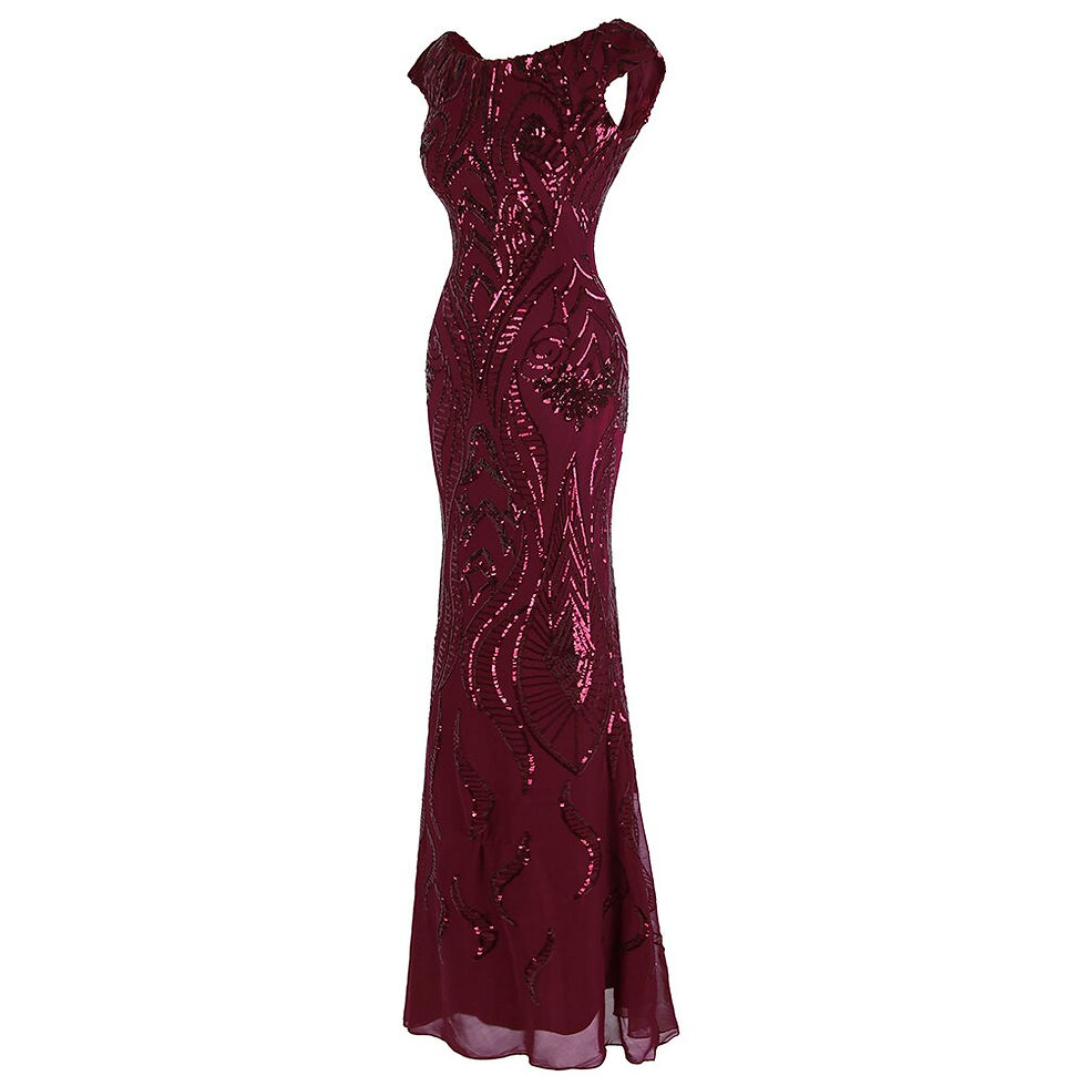Thumbnail: Angel-fashions Women's Cap Sleeve Prom Dresses Long Vintage Sequin Party Gown 3