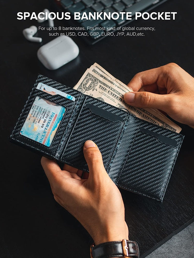Thumbnail: Credit Card Holder  RFID Blocking Bifold Wallet Men's Wallet with Coin Compartm