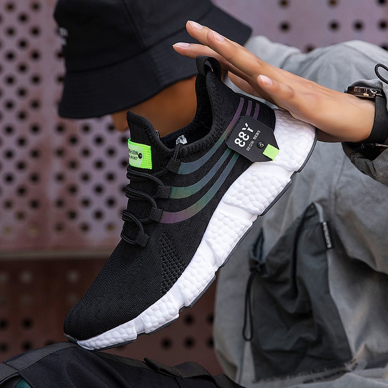 Thumbnail: New Men Sneakers spring summer Mesh Breathable White Running Tennis Shoes Comfo