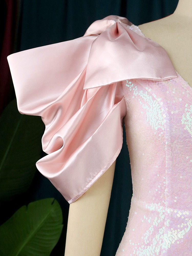 Thumbnail: Sequin Even Dress Long Luxury V Neck Bow Sleeve Big Size Bodycon Elegant and Se