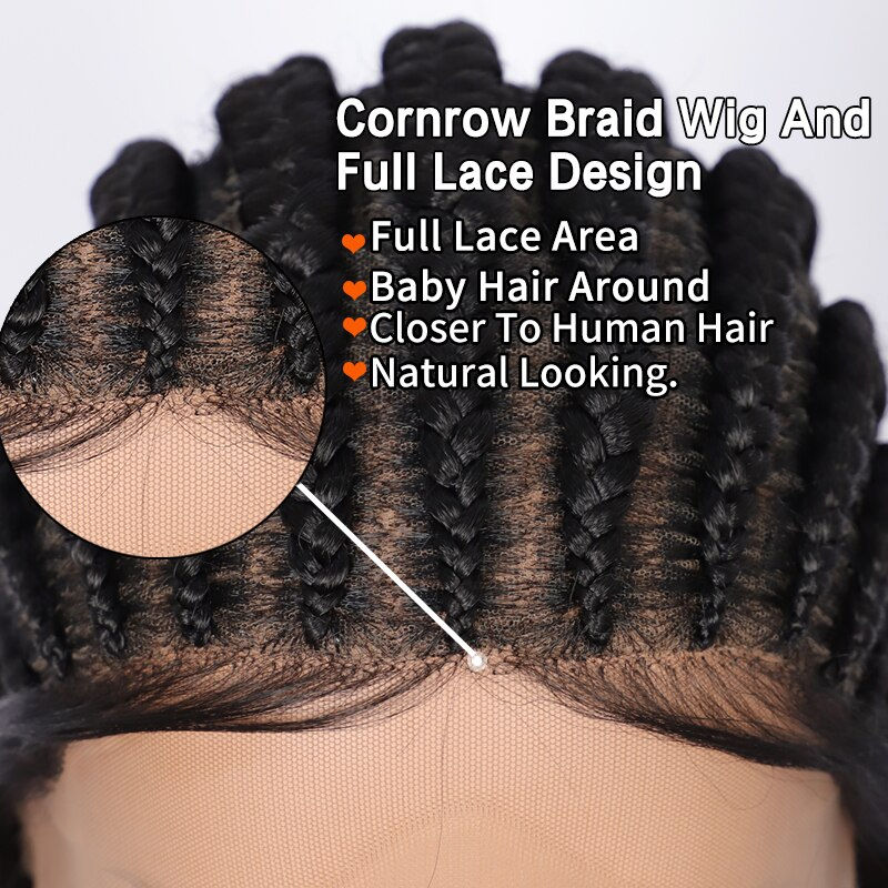 Miniatura: Kalyss 36" Full Lace Braided Wigs Rough Cornrow Box Braids Wig With Baby Hair F