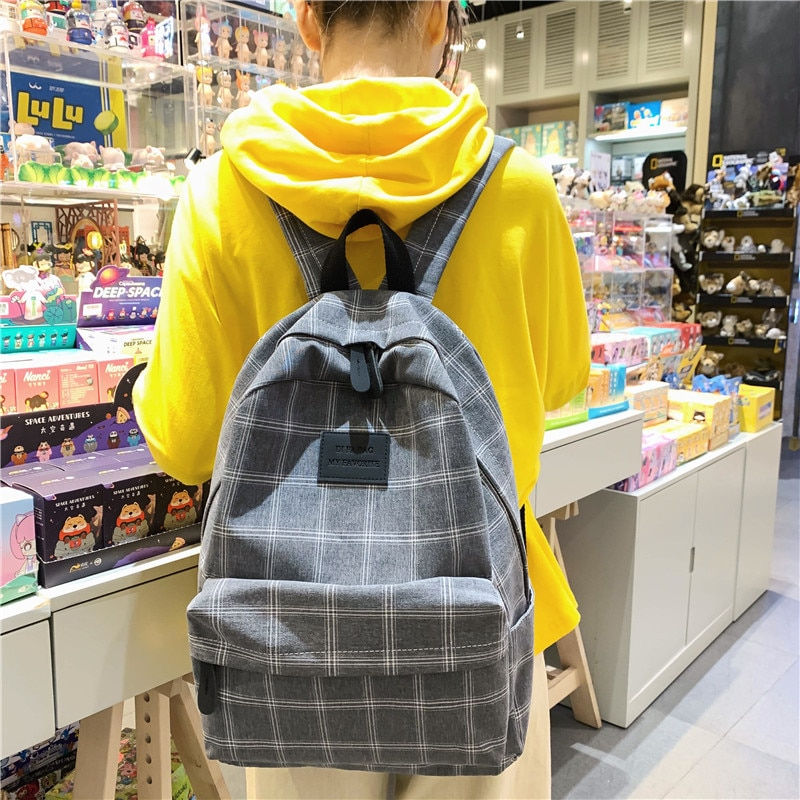 Thumbnail: Fashion Girl College School Bag Casual New Simple Women Backpack Striped Book P
