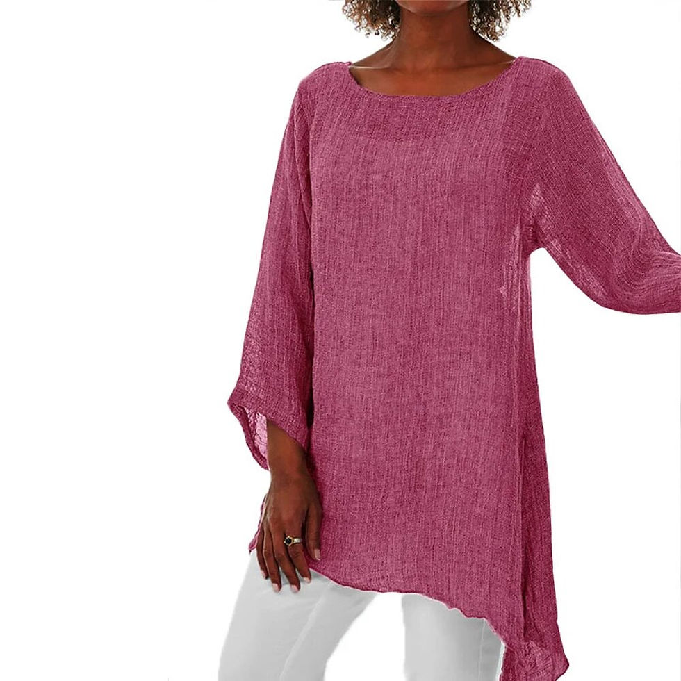 Miniaturebillede: Cotton Linen Casual T-shirts Top Women Plus Size Elegant Shirts Tees 2023 Autum