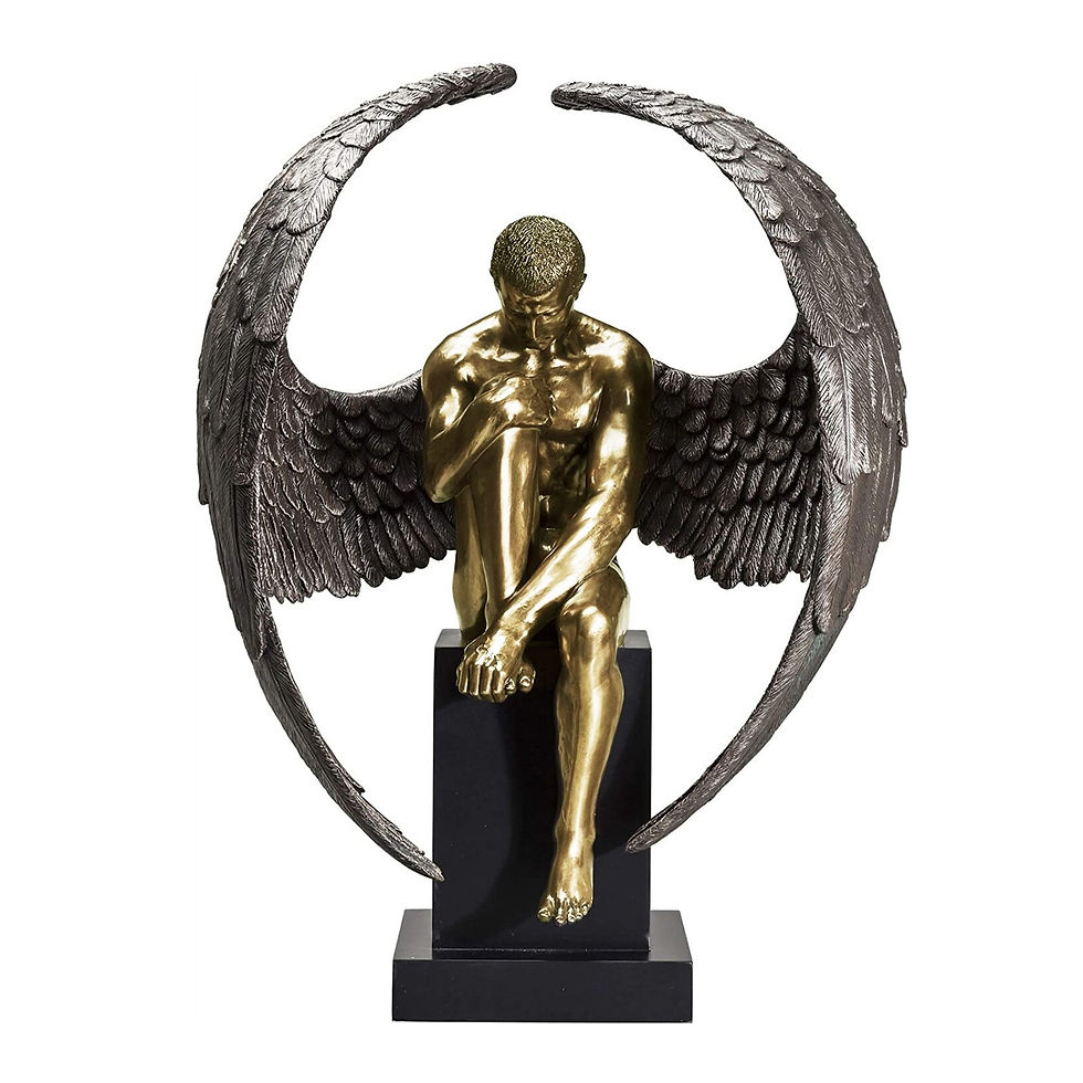 Thumbnail: Bronzed Finish Winged Male Angel Sculpture Statue Aesthetic Anime Action Sculpt