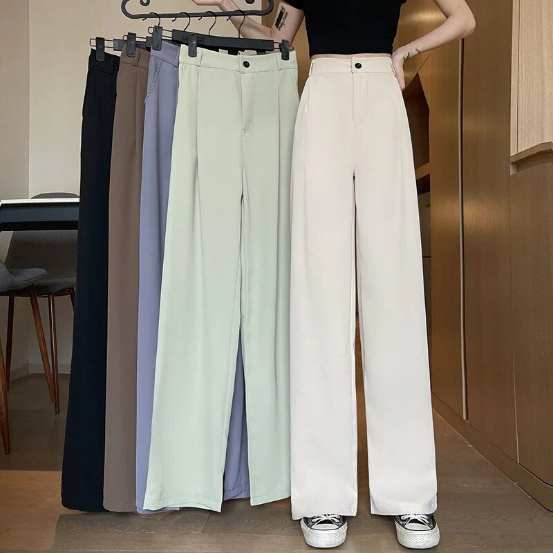 Miniaturebillede: Women Wide Leg Pants Spring Summer Casual Straight OL Style Loose Suits Pant Fe