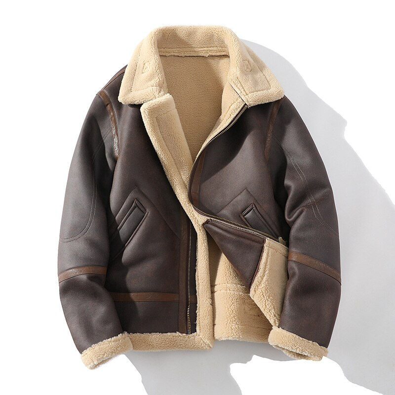 Thumbnail: Fur Men's Autumn Winter Thickening High-end Brand Leather Jacket / Plus Velvet
