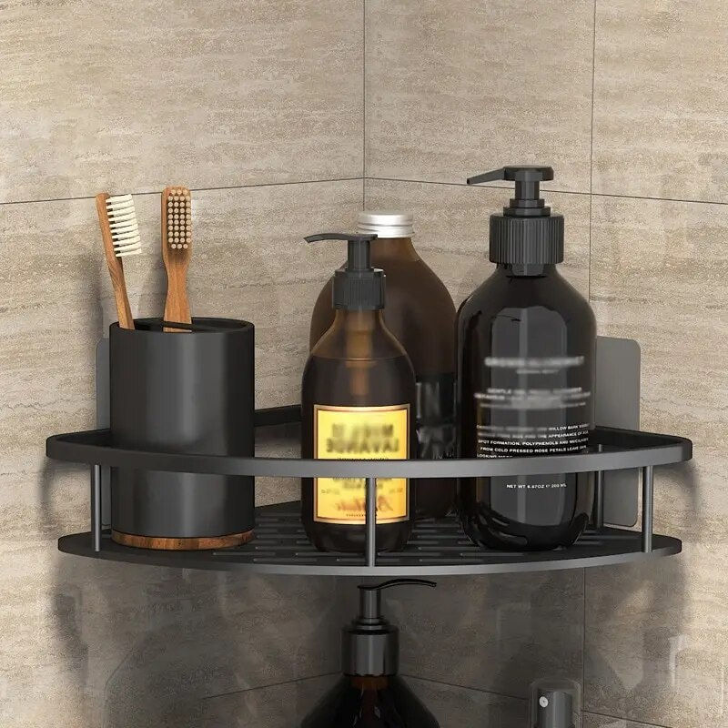 Bathroom Storage Rack No Drill Shelves Wall Mount Corner Shelf Shower Holder Fo