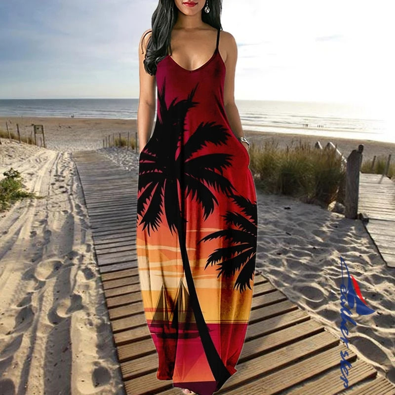 Miniatura: Elegant Dresses For Women Sexy Beach Long Dress Plus Size Irregular Sleeveless