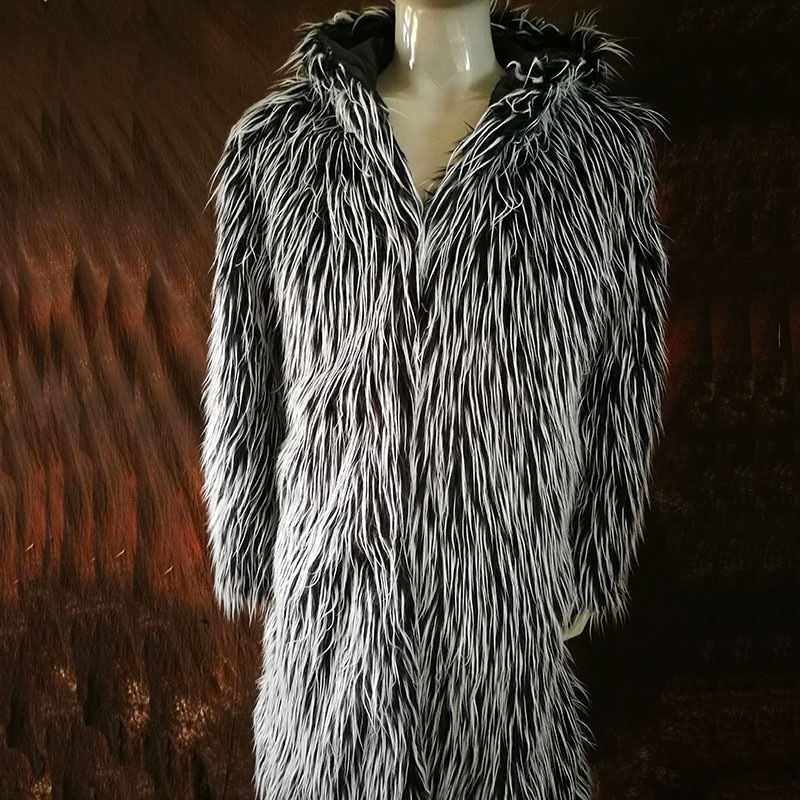 Thumbnail: Men Fur Coat Winter Faux Fur Outwear Camouflage Coat Mens Punk Parka Jackets Lo